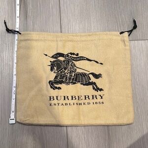 Burberry Tan and Black Drawstring Pouch with Knight Design